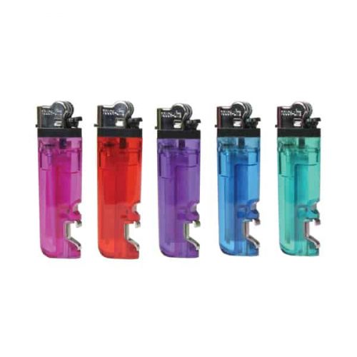 Assortment of Clear Standard Lighters with Bottle Opener